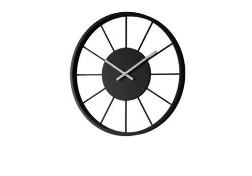 Isolated 3D Illustration of Black Clock on Transparent Background