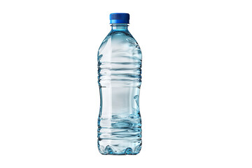 Clear plastic water bottle, high-resolution PNG isolated on transparent background for seamless cutout, realistic product mockup, packaging design branding, and e-commerce listing visuals