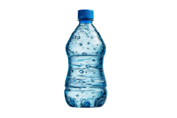 Clear plastic water bottle, high-resolution PNG isolated on transparent background for seamless cutout, realistic product mockup, packaging design branding, and e-commerce listing visuals