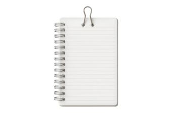 blank note paper in transparent background