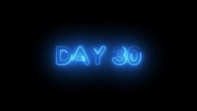 Day 1, 1 Day Text Animation Videos On Black Background. 1 Day To Go white Logo Animation Videos. white font against a solid black background centered well