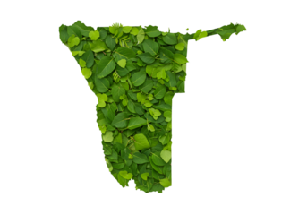 Illustration of Namibia Map Made of Green Leaves on Transparent Background