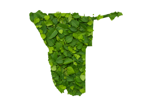 Illustration of Namibia Map Made of Green Leaves on Transparent Background