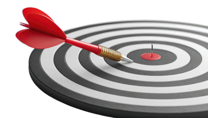 Red dart embedded in center of a target