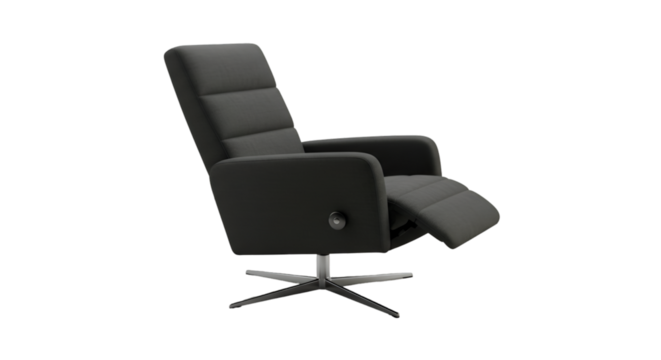Isolated 3D Render of a Modern Black Recliner Chair on Transparent Background