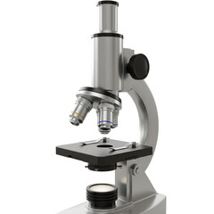 Metallic Microscope Illustration on Transparent Background Detailed Scientific Equipment