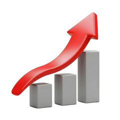 3D Growth Chart with Red Arrow Transparent PNG