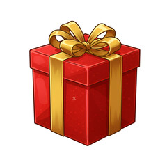 Obraz premium Illustration Of A Red Gift Box With Golden Ribbon Isolated On Transparent Background