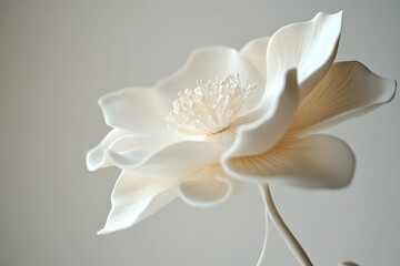 Fototapeta premium Detailed close-up of a sculpted, white flower.