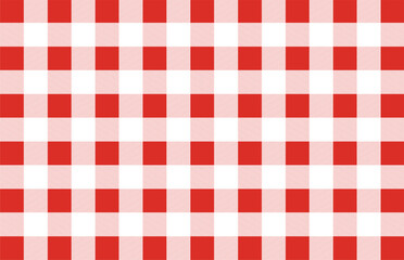 Red and white gingham pattern texture from rhombus/squares for - tablecloth, plaid, clothes, shirts, dresses and other textile products. Vector illustration.