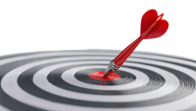 Red dart embedded in center of target