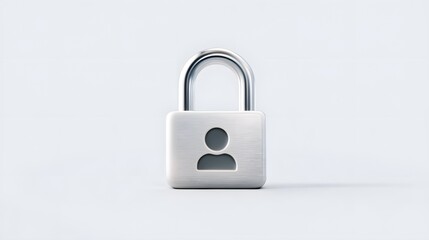 Silver Padlock Icon on Minimalist Background for Digital Security Awareness