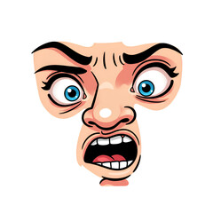 Fototapeta premium Illustration Of A Woman With Open Mouth Showing Expression Of Fear On Transparent Background