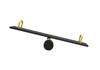 Isolated 3D Seesaw Illustration Against Black Transparent Background