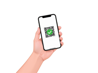 Verification process using mobile phone and application, check mark on screen, modern technology