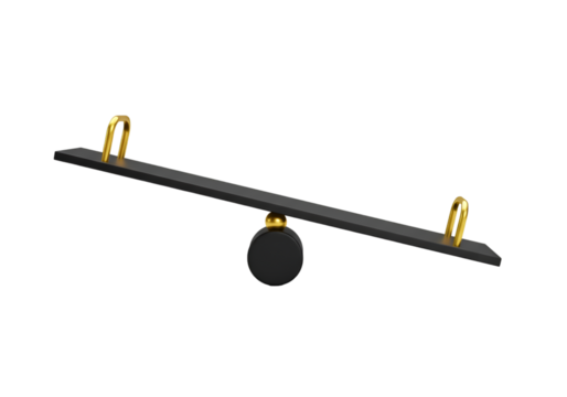 Isolated 3D Seesaw Illustration Against Black Transparent Background