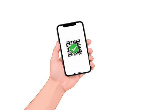 Verification process using mobile phone and application, check mark on screen, modern technology
