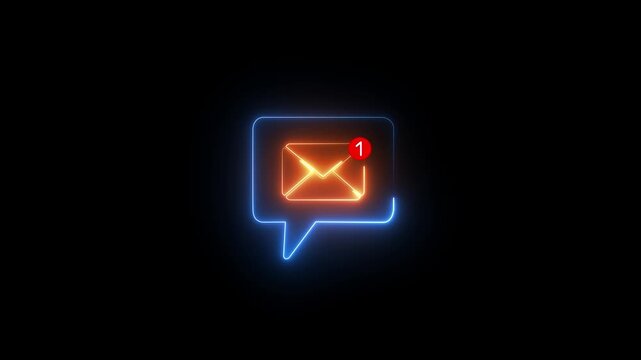 New Message Or Mail Motion. envelope icon in white screen. message alert, incoming notification, Sending mail sign, Email notification symbol, Envelope line. 4k video