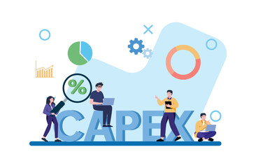 Diverse Team Analyzing Light Blue Capex with Laptops and Charts