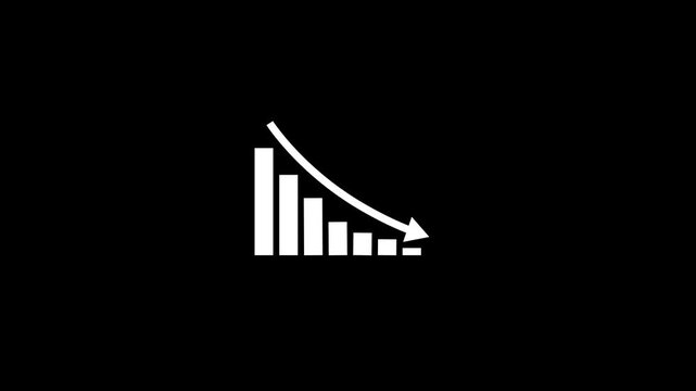 Animated down graph icon designed in flat icon style. Finance, Business Info graphic animation, Bar down graph Animated down graph icon designed in flat icon style, business or finance, down graph bar