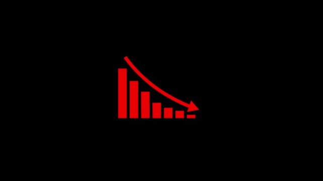Animated down graph icon designed in flat icon style. Finance, Business Info graphic animation, Bar down graph Animated down graph icon designed in flat icon style, business or finance, down graph bar