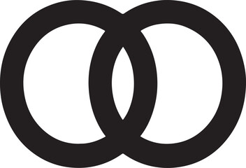 Silhouette vector of interlocking rings, ideal for connection, unity, partnership, and abstract designs.
