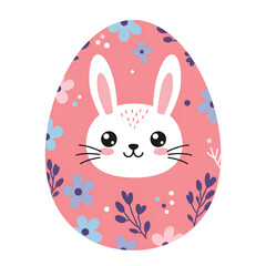 Illustration Of Easter Bunny Egg Design With Pink And Floral Pattern On Transparent Background