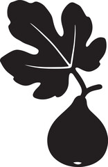 Silhouette vector of a fig leaf with fruit, ideal for botanical, organic, and natural design concepts.