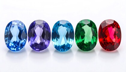 Colorful gemstones arranged in a row