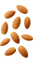 Fresh almonds floating in the air, perfect for healthy snacks and culinary creations