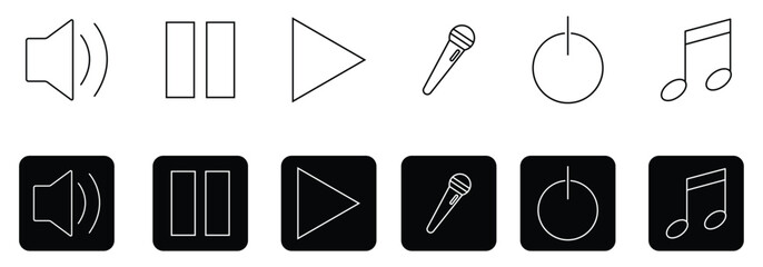 Sound, audio line icon set. speaker, volume, balance linear icons. Editable Strokes.
