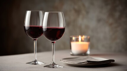 Elegant Wine Glasses in Candlelight Glow