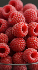 Photo of a Pile of Fresh Red Raspberries Showing Texture in Detail