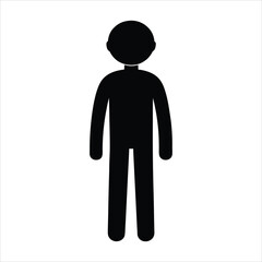Black silhouette person standing front view figure human