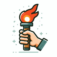 Hand holding a fire torch