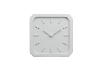 Isolated 3D Illustration of a White Square Clock on a Black Background