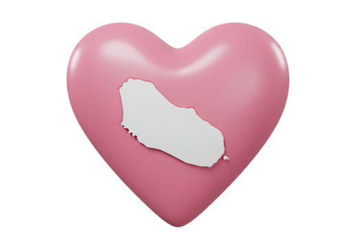 Isolated 3D Rendered Pink Heart Shape With White Internal Abstract Photo