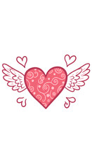 Illustration Of Pink Heart Wings And Small White Hearts On Black Background