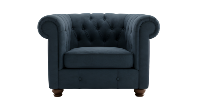 Isolated Blue Armchair On Transparent Background Detailed Furniture