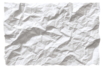 White crumpled and creased glued paper poster set isolated on transparent background — high-resolution PNG cutouts for mockups and overlays, wrinkled torn paper texture collection