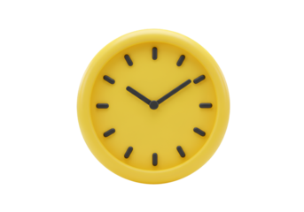 Isolated 3D Render of a Yellow Clock on Transparent Black Background