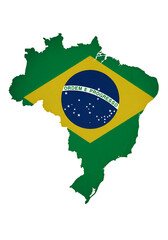 Illustration Of The Brazilian Flag Map In Green Yellow And Blue Colors