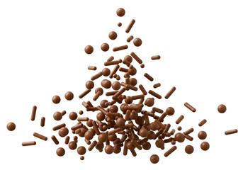 Obraz premium Isolated 3D Render of Brown Chocolate Sprinkles Heap on Transparent Background