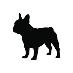 Black silhouette of a french bulldog standing