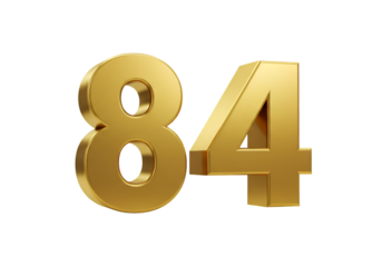 Isolated 3D Render Of Golden Number 84 Against Black Background