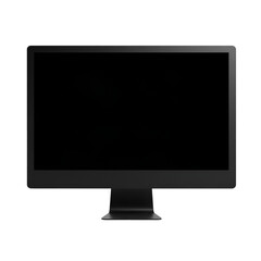 Isolated Black Computer Monitor Screen Against Transparent Background