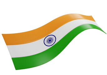 India National Flag Illustration with Waving Tricolor Design on Transparent Background