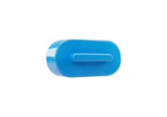 Isolated 3D Blue Button Icon On Transparent Black Background