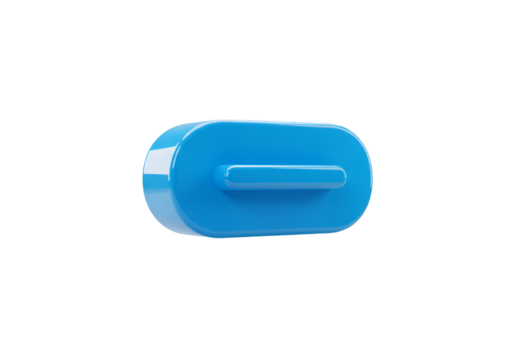 Isolated 3D Blue Button Icon On Transparent Black Background