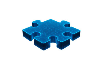 Obraz premium Isolated 3D Illustration of a Blue Puzzle Piece on a Transparent Background